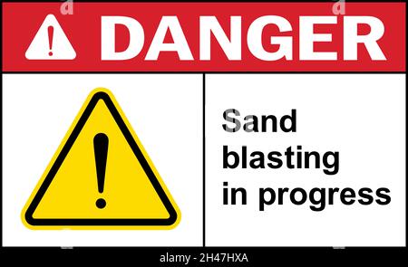 Sand blasting in progress danger sign. Forklift warning signs and symbols. Stock Vector