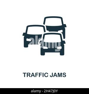 Traffic Jams icon. Monochrome sign from big city life collection. Creative Traffic Jams icon illustration for web design, infographics and more Stock Vector