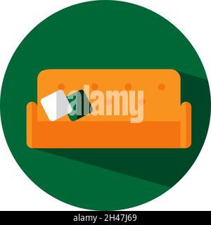 Orange sofa, illustration, vector, on a white background. Stock Vector