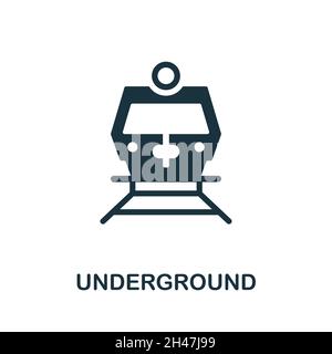 Underground icon. Monochrome sign from big city life collection. Creative Underground icon illustration for web design, infographics and more Stock Vector