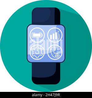 Black smartwatch, illustration, vector, on a white background. Stock Vector