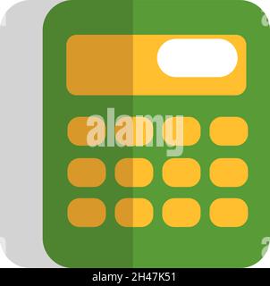 Green and yellow calculator, illustration, vector, on a white background. Stock Vector