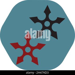 Japanese shuriken, illustration, vector, on a white background. Stock Vector