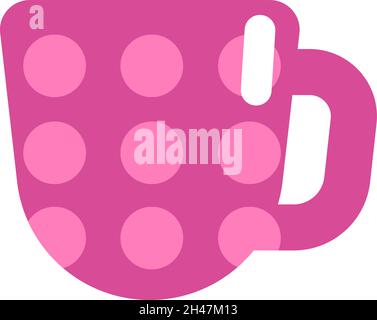 Pink cup with dots, illustration, vector, on a white background. Stock Vector
