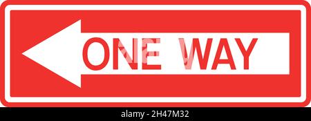 One way arrow sign. White on red rectangle background. Traffic signs and symbols. Stock Vector