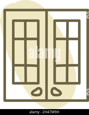 Kitchen glass cupboards, illustration, vector, on a white background. Stock Vector