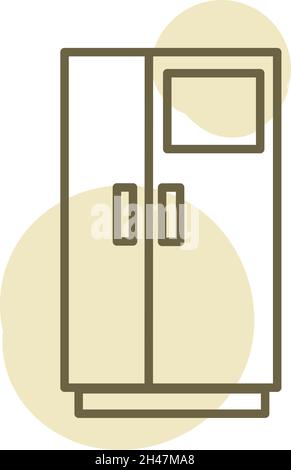 Modern refridgerator, illustration, vector, on a white background. Stock Vector