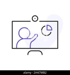 online meeting related line icon Stock Vector