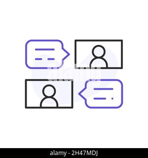 online meeting related line icon Stock Vector