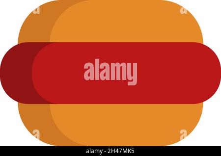 Plain hotdog, illustration, vector, on a white background. Stock Vector