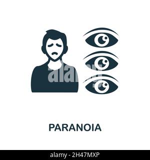 Paranoia icon. Monochrome sign from psychotherapy collection. Creative Paranoia icon illustration for web design, infographics and more Stock Vector