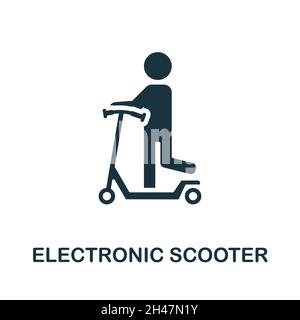 Electronic Scooter icon. Monochrome sign from big city life collection. Creative Electronic Scooter icon illustration for web design, infographics and Stock Vector