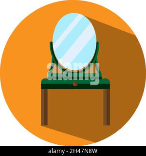 Dresser with mirror, illustration, vector, on a white background. Stock Vector