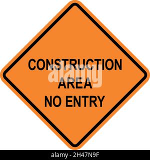 Construction area no entry caution sign. Diamond background. Safety signs and symbols. Stock Vector