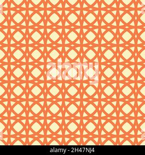 Vector geometric intersect orange circle seamless pattern. Light yellow background. Stock Vector