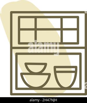 Kitchen window, illustration, vector, on a white background. Stock Vector