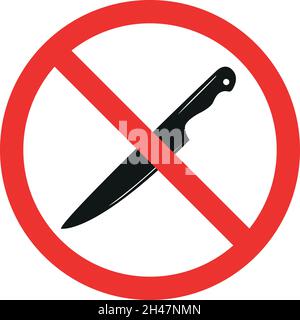 Knives prohibited sign. Forbidden signs and symbols. Stock Vector