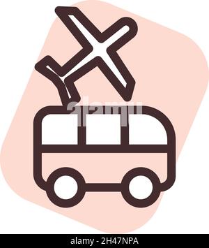 Bus on the airport, illustration, vector, on a white background. Stock Vector