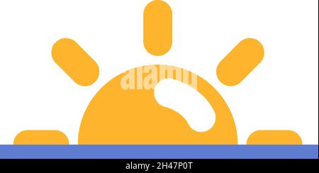 Rising sun, illustration, vector, on a white background. Stock Vector