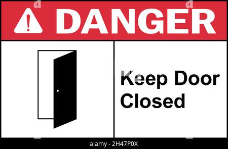 Keep door closed danger sign. Safety warning signs and symbols. Stock Vector