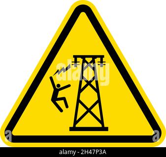 Hazardous voltage warning sign. Black on yellow background. Electrical signs and symbols. Stock Vector