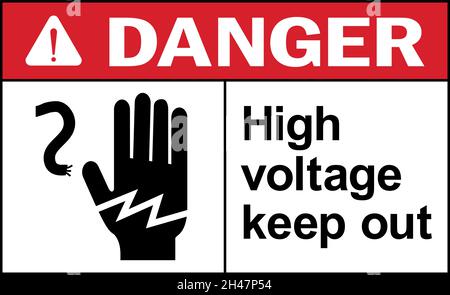 High voltage keep out danger sign. Electrical safety signs and symbols. Stock Vector