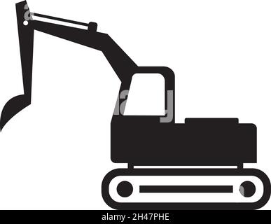 Excavator silhouette icon sign. Signs and symbols. Stock Vector