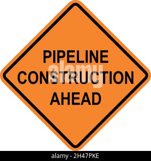 Pipeline construction caution sign. Diamond background. Warning signs and symbols. Stock Vector