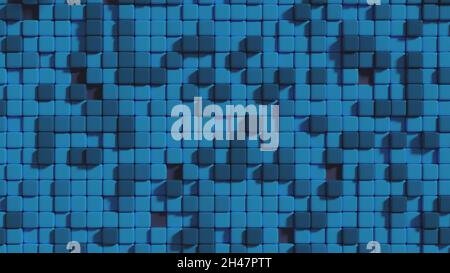 Top view abstract image of cubes background in blue toned, 3d render Stock Photo