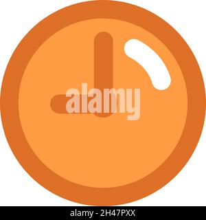 Orange clock, illustration, vector, on a white background. Stock Vector