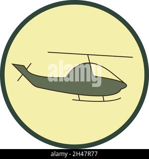 Helicopter icon vector graphics design on circle green background. Stock Vector