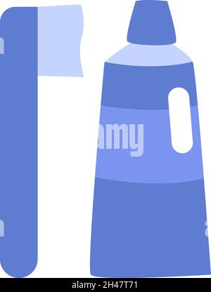 Toothbrush and toothpaste, illustration, vector, on a white background. Stock Vector