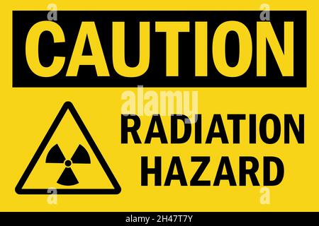 Radiation hazard caution sign. Black on yellow background. Safety signs and symbols. Stock Vector