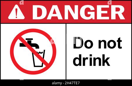 Do not drink danger warning sign. Non potable water signs. Stock Vector