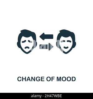 Change Of Mood icon. Monochrome sign from psychotherapy collection. Creative Change Of Mood icon illustration for web design, infographics and more Stock Vector