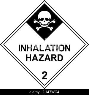 Inhalation hazard dangerous goods sign. Placards class 2. Stock Vector