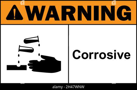 Corrosive warning sign. Hazardous chemical safety signs and symbols. Stock Vector