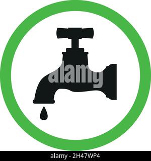 Healthy drinking water symbol or Safe to drink water sign. Green circle background. Stock Vector