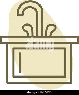 Kitchen sink, illustration, vector, on a white background. Stock Vector