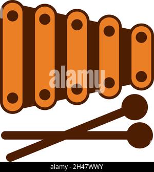 Orange xylophone, illustration, vector, on a white background. Stock Vector