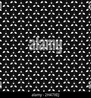 Geometric pyramid seamless pattern. White on black background. Fabric designs and wallpapers. Stock Vector