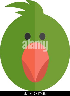 Green parrot, illustration, vector, on a white background. Stock Vector
