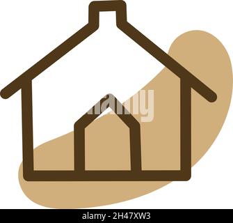 Small wooden pet house, illustration, vector, on a white background. Stock Vector