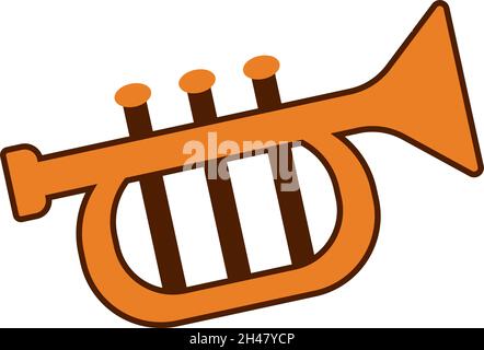 Orange saxophone, illustration, vector, on a white background. Stock Vector