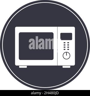 Microwave oven icon. Gray background. Kitchen appliances. Stock Vector