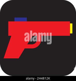 Small red police gun, illustration, vector, on a white background. Stock Vector