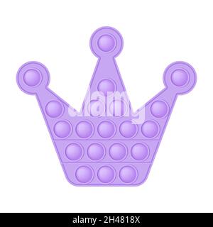 Popit purple crown a fashionable silicon toy for fidgets. Addictive anti-stress toy in pastel pink color. Bubble sensory developing pop it for kids fi Stock Vector