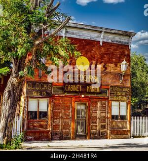 Historical storefront, Al Cochran Cabinet Maker, Santa Ynez, California, USA Stock Photo