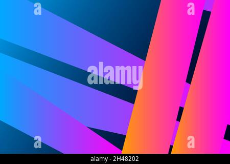 Minimal cover graphic, copy space design. Neon pink blue gradient colors. Abstract 80s texture geometric pattern lines. Dynamic stripes fluid trendy b Stock Vector