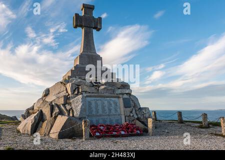 The imposing Newquay War memorial in Cornwall. Stock Photo